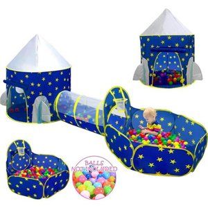 3pc Kids PlayTent for Boys with Ball Pit,Crawl Tunnel,PrincessTents for Toddlers
